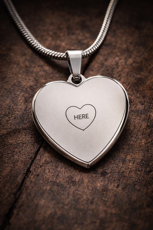 HERE — Engraved Heart Necklace
