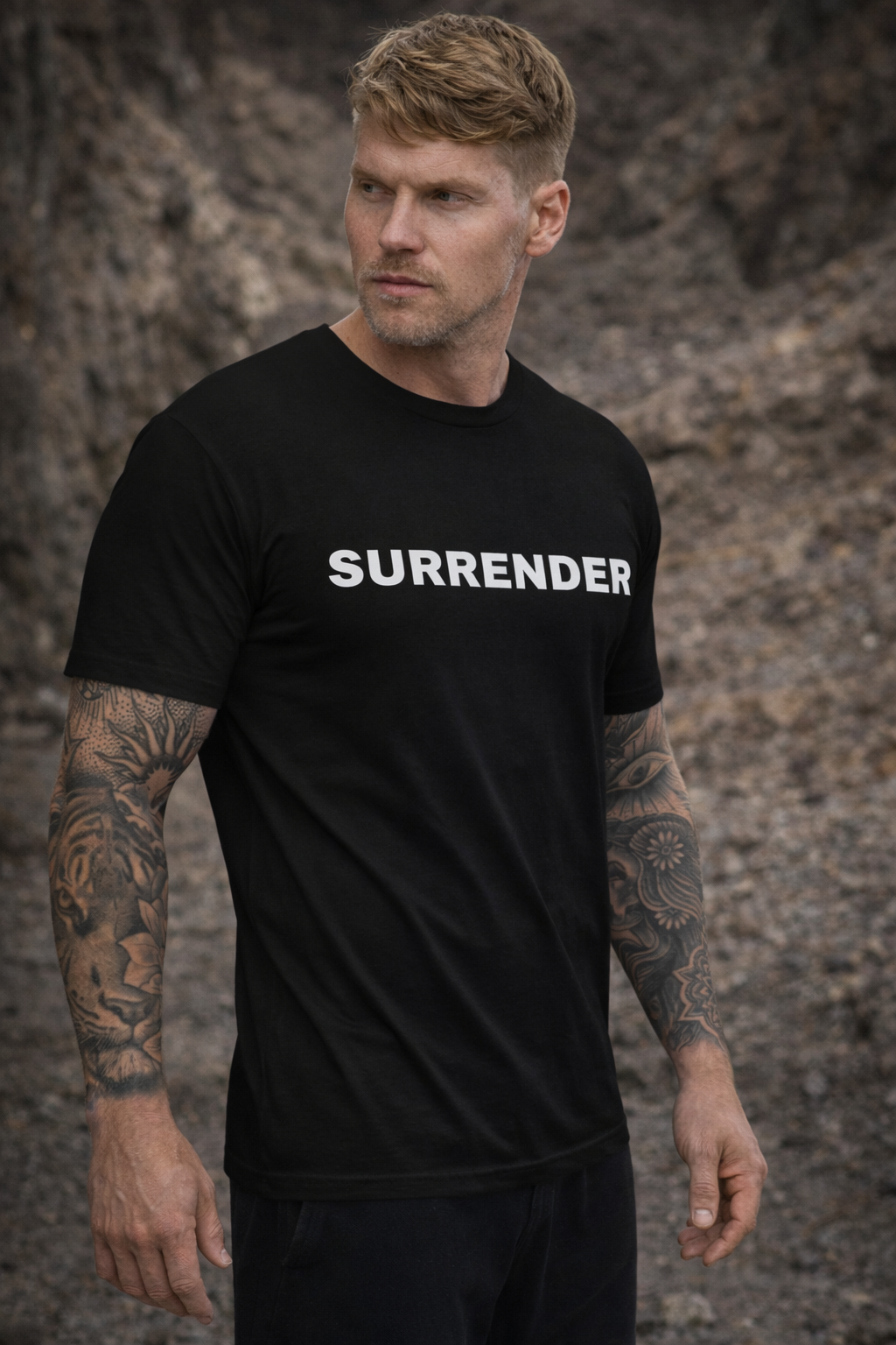 "Surrender"–Men’s Fitted T