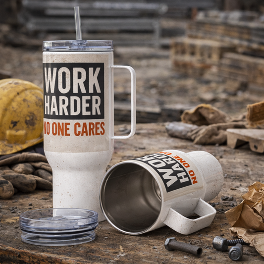 WORK HARDER Travel Mug–SX